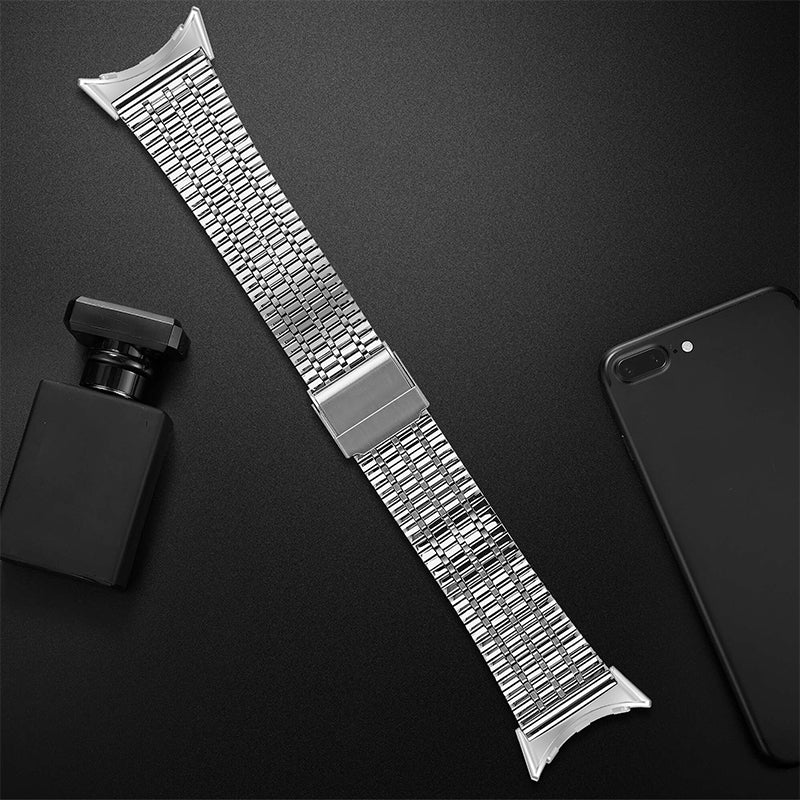 For Google Pixel Watch 2/Pixel Watch Luster Steel Smartwatch Strap Replacement Watch Band with Buckle -Silver For Google Pixel Watch 2/Pixel Watch Luster Steel Smartwatch Strap Replacement Watch Band with Buckle -Silver
